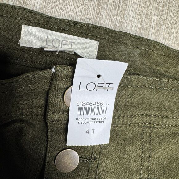 Ann Taylor Loft Pants Size 4T NEW Army Green Button Fly Skinny Stretch Denim - Picture 2 of 9